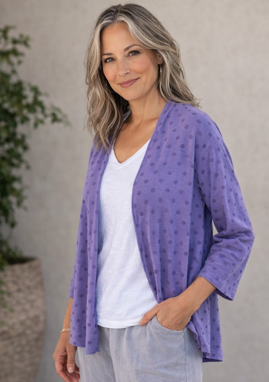 Cut Loose Mesh Dot Crop Open Cardigan 