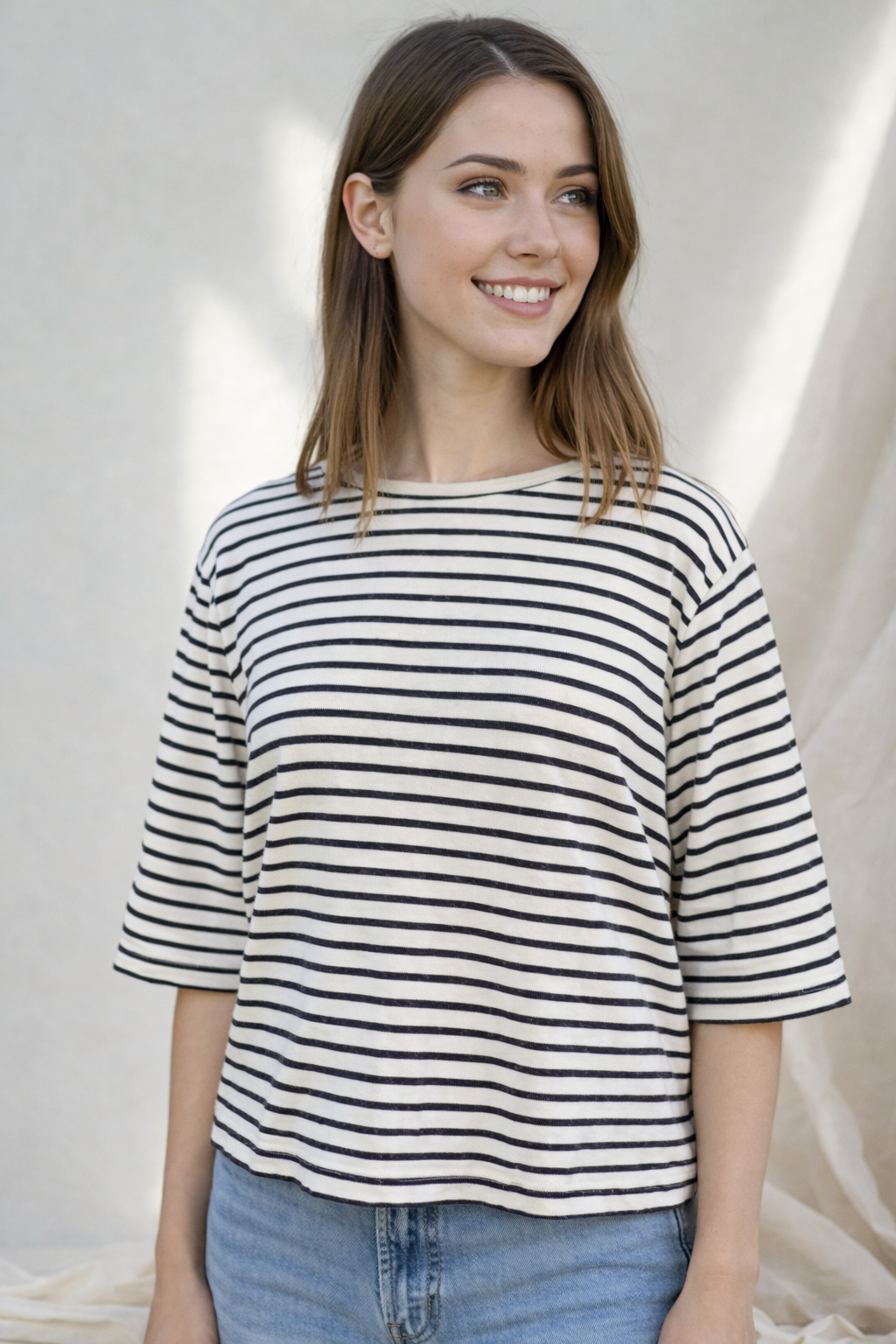 Cut Loose Navy Stripe Elbow Sleeve Top Summer 2026- Special Order