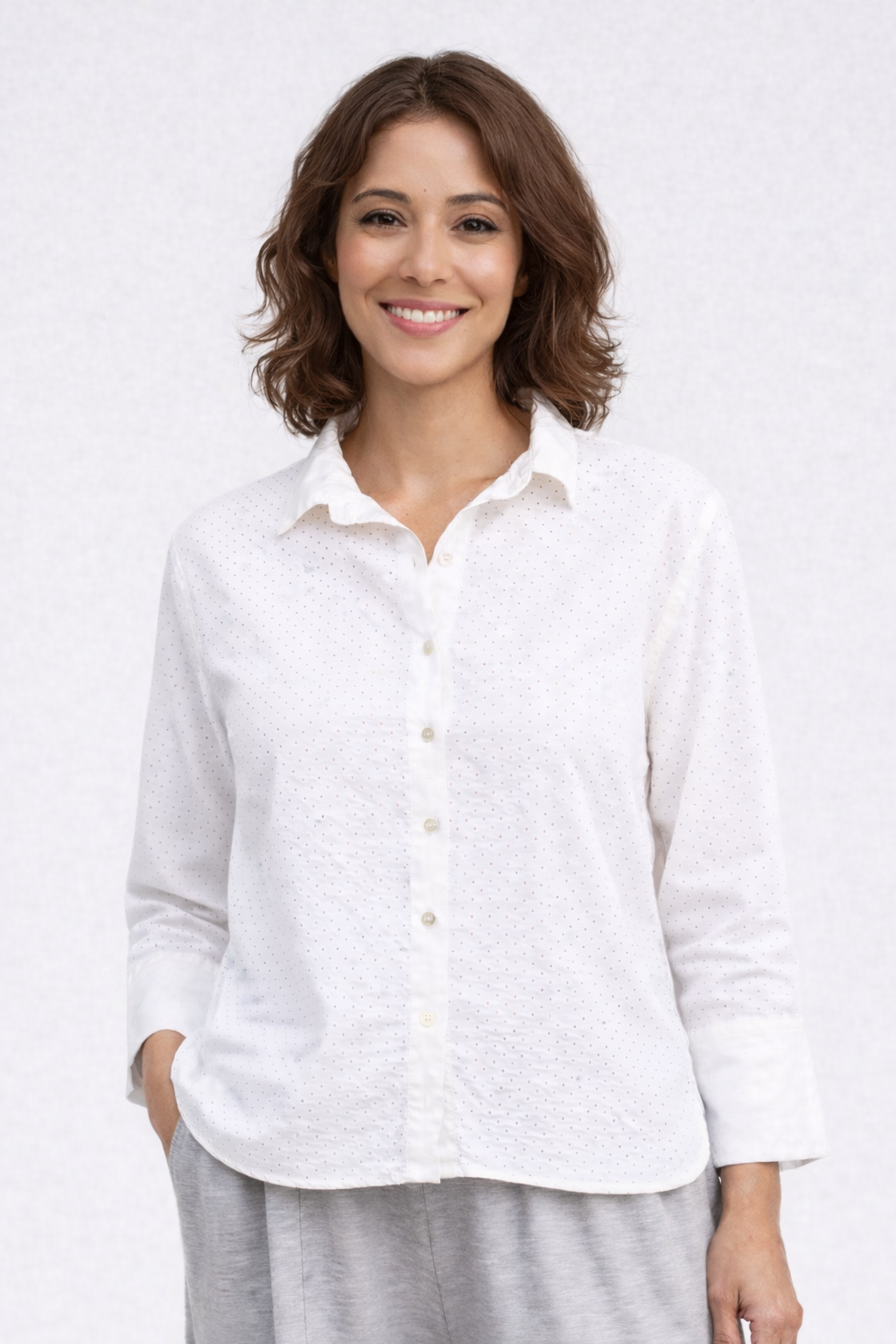 Cut Loose Pinhole Crop Easy Shirt