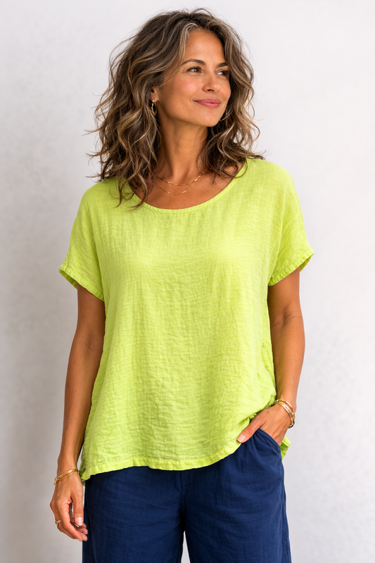 Cut Loose Rayon Parachute Crop Sleeve Swing Shirt Summer 2026- Special Order