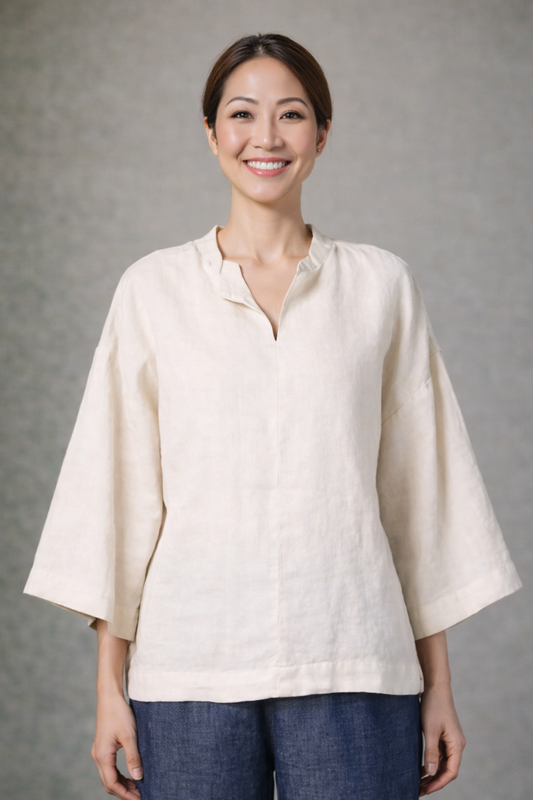 Cut Loose Solid Linen Split Neck Pullover Spring 2026- Special Order