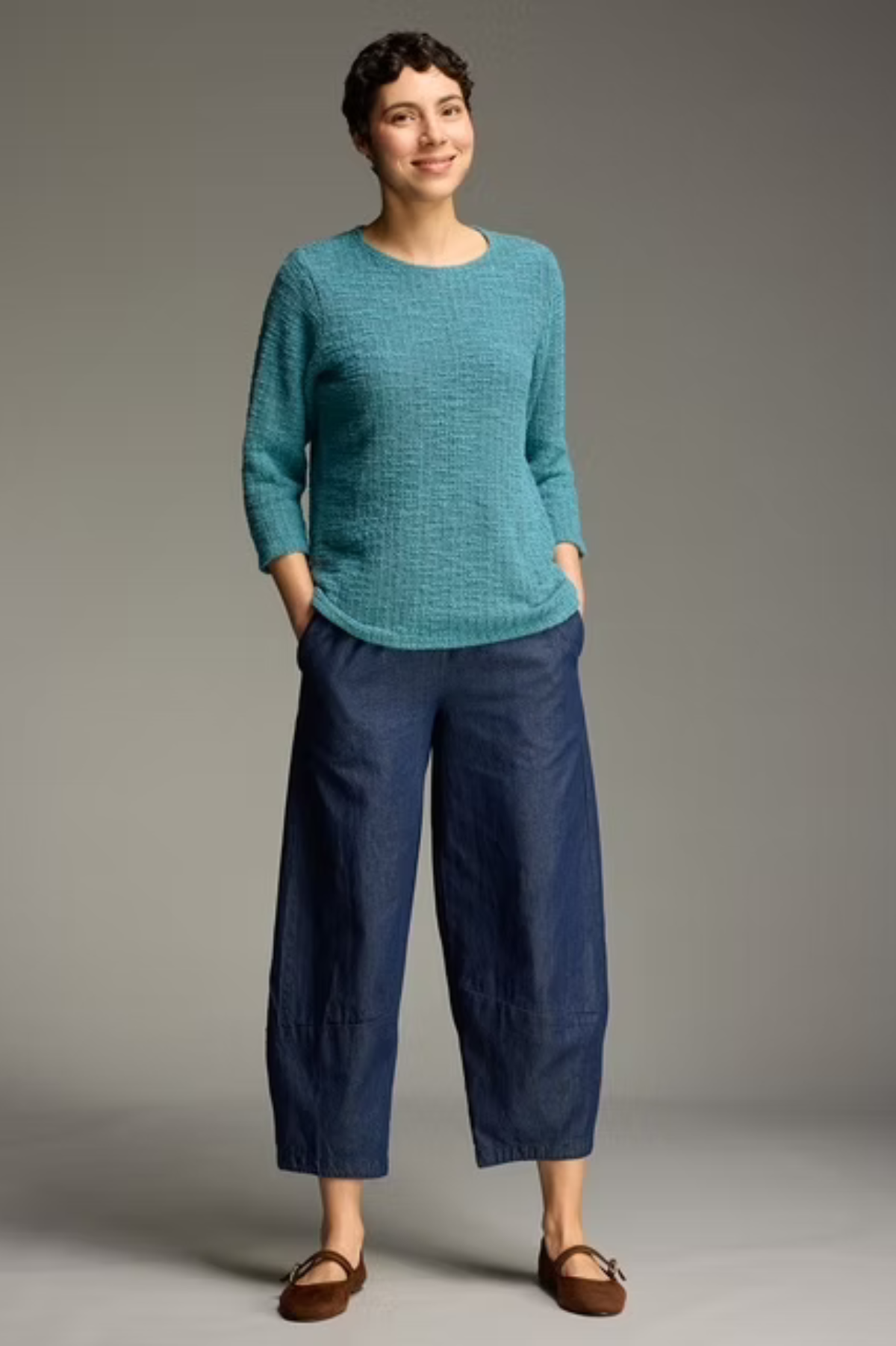 Cut Loose Texture Sweater 3/4 Sleeve Boatneck Sweater Fall 2026- Special Order - thread to cloth