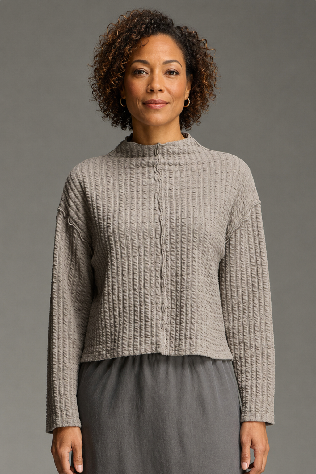 Cut Loose Textured Stripe  Funnel Pullover Fall 2026- Special Order - thread to cloth