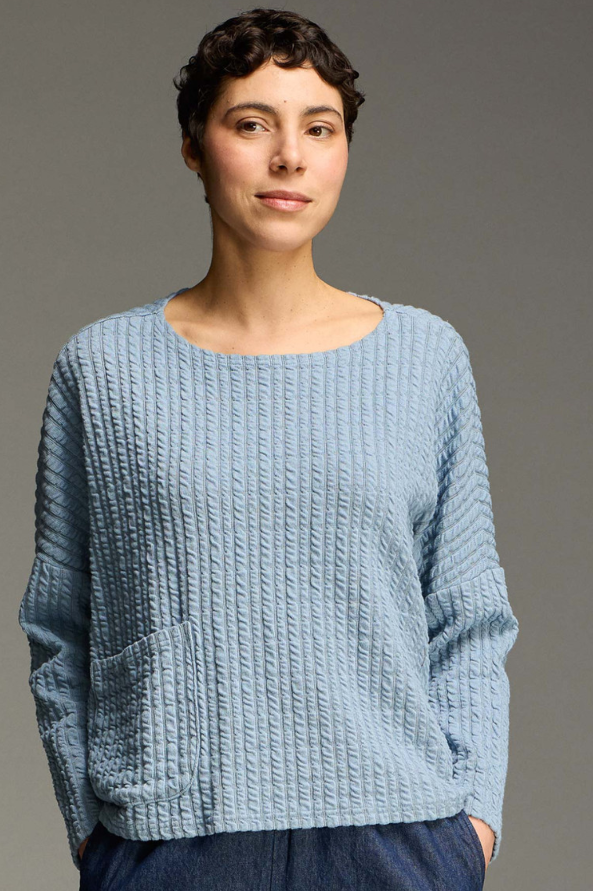 Cut Loose Textured Stripe One Size Pocket Pullover Fall 2026- Special Order - thread to cloth