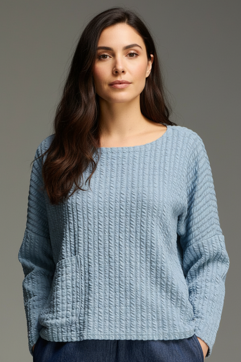 Cut Loose Textured Stripe One Size Pocket Pullover Fall 2026- Special Order - thread to cloth