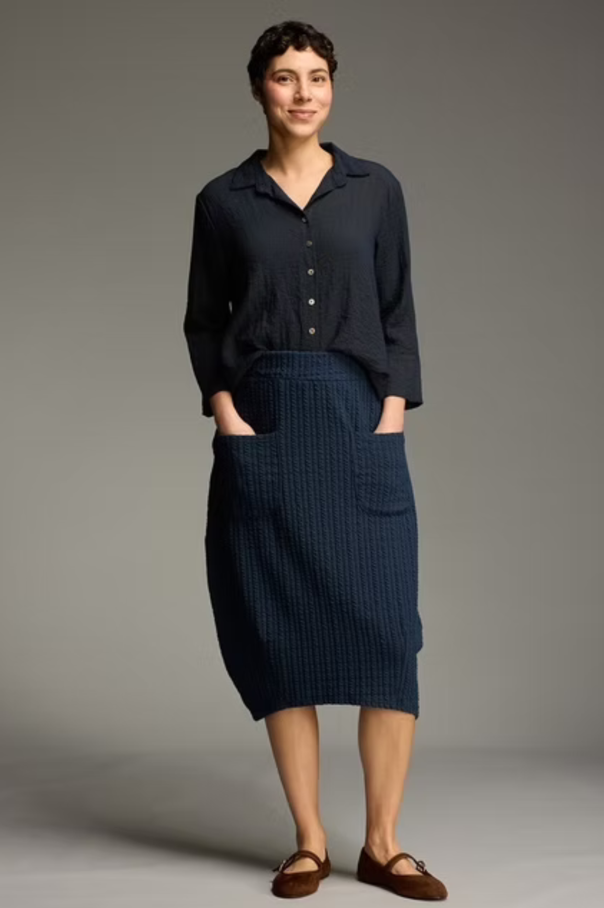 Cut Loose Textured Stripe Pocket Lantern Skirt Fall 2026- Special Order - thread to cloth