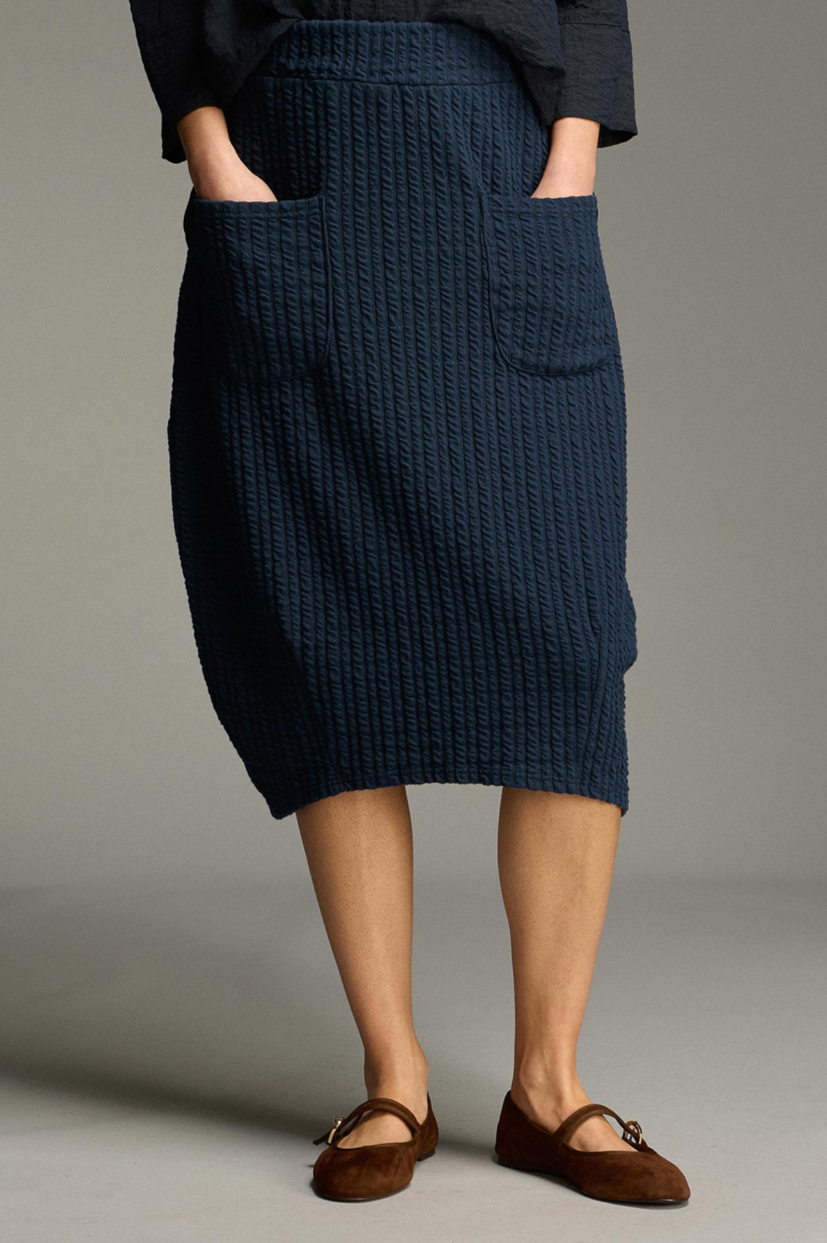Cut Loose Textured Stripe Pocket Lantern Skirt Fall 2026- Special Order - thread to cloth