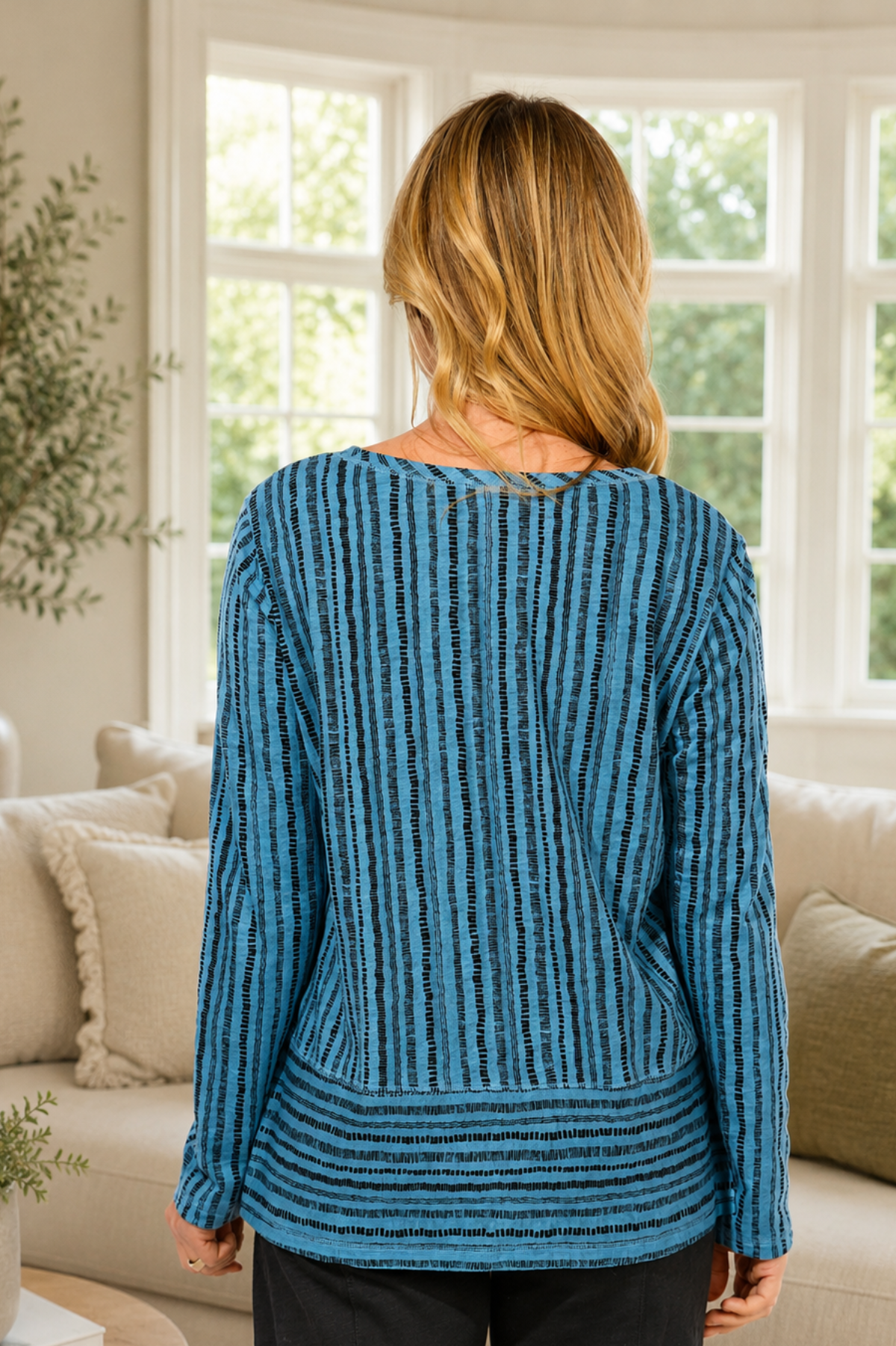 Escape by Habitat Canyon Stripe Easy Tee in Harbor Blue