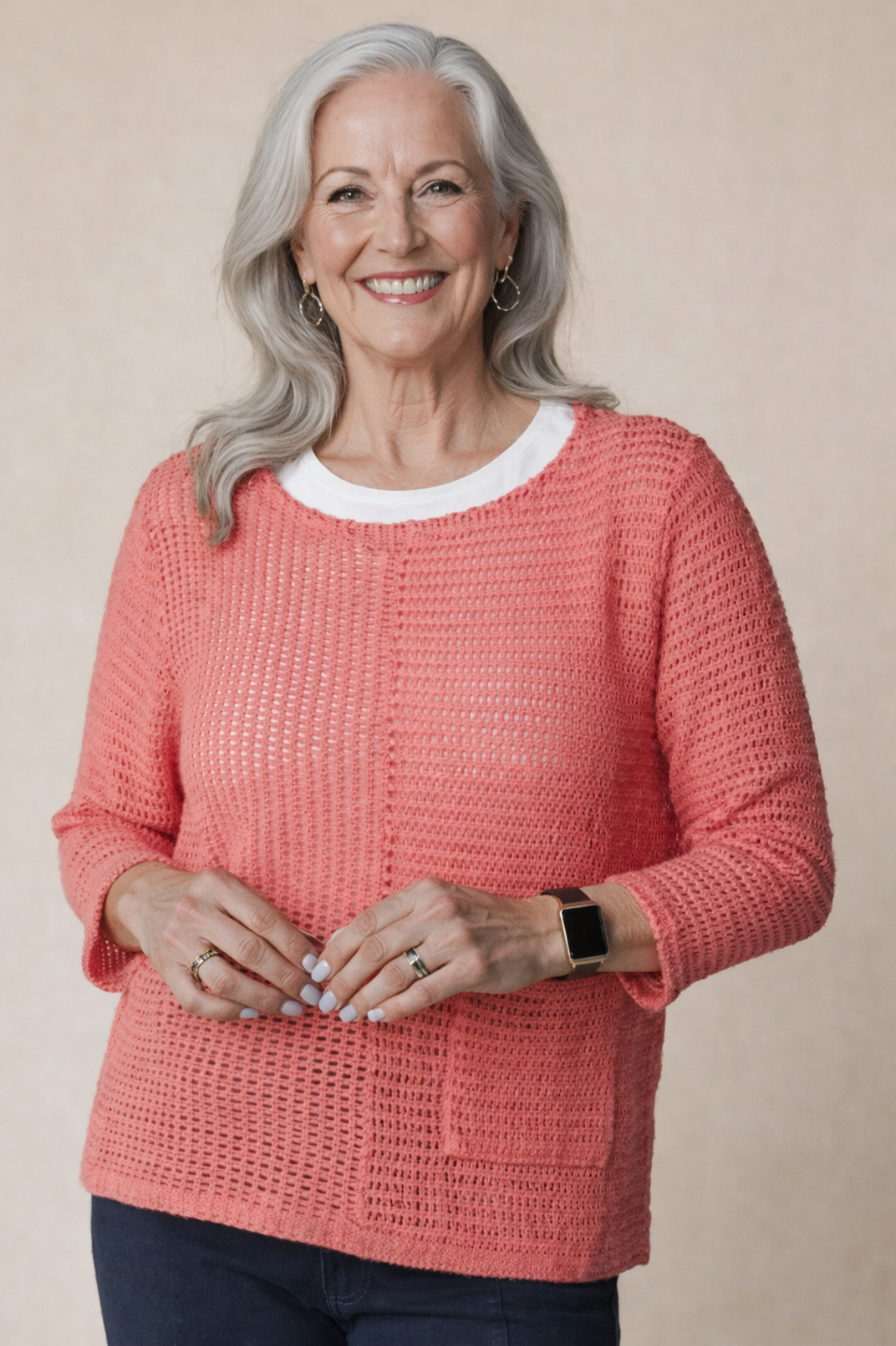 Escape by Habitat Summer Breeze Pullover Sweater -Coral