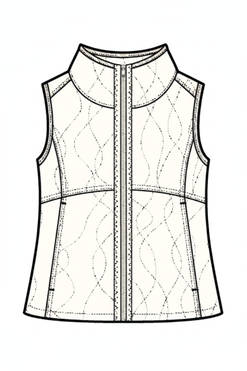 Escape by Habitat Wave Quilt Summit Vest scetch for fall 2026