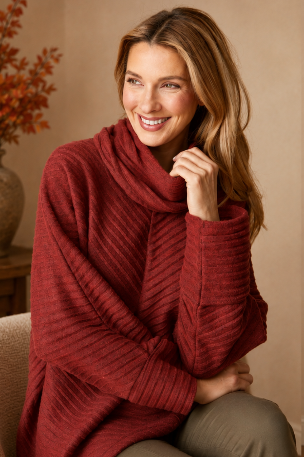 Habitat Clothing Pleated Fleece Chevron Pleat Tunic