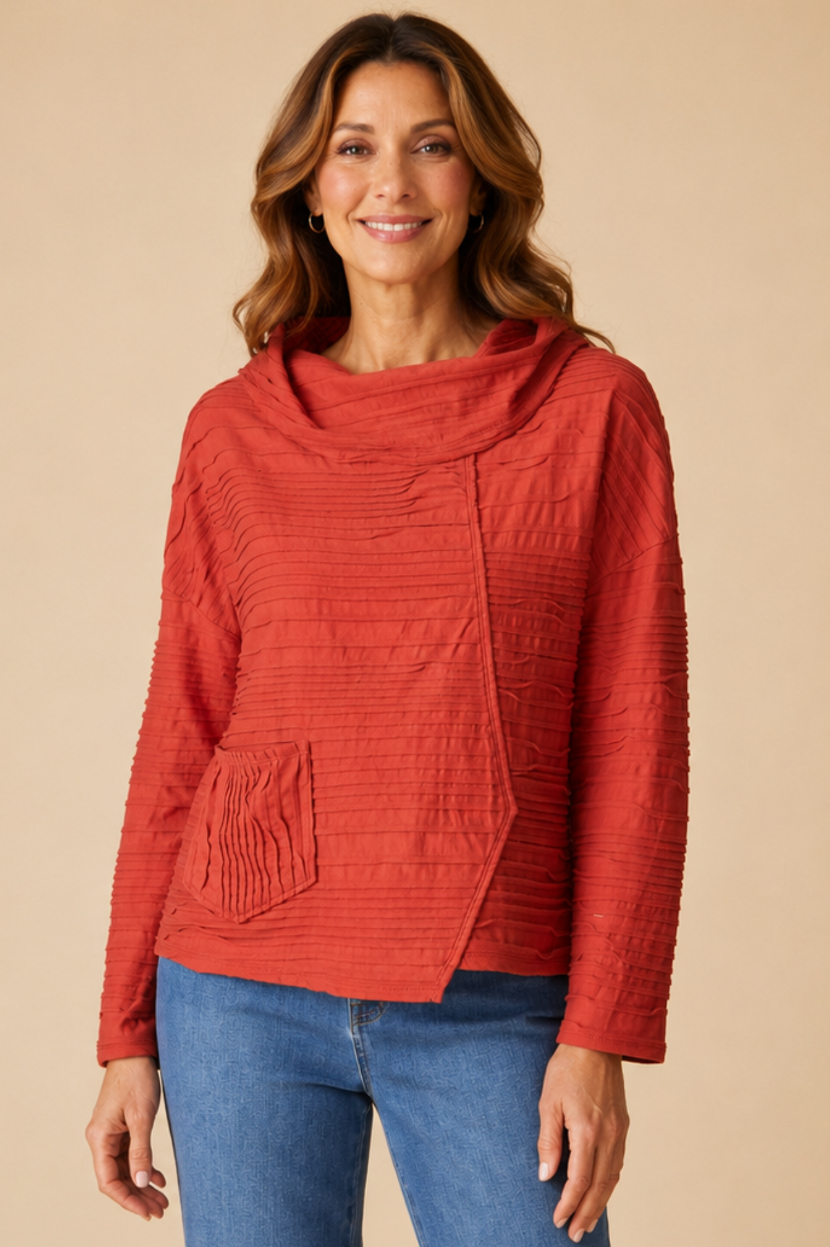 Habitat Clothing Ribble Effect Perfect Cowl Pullover-Sienna