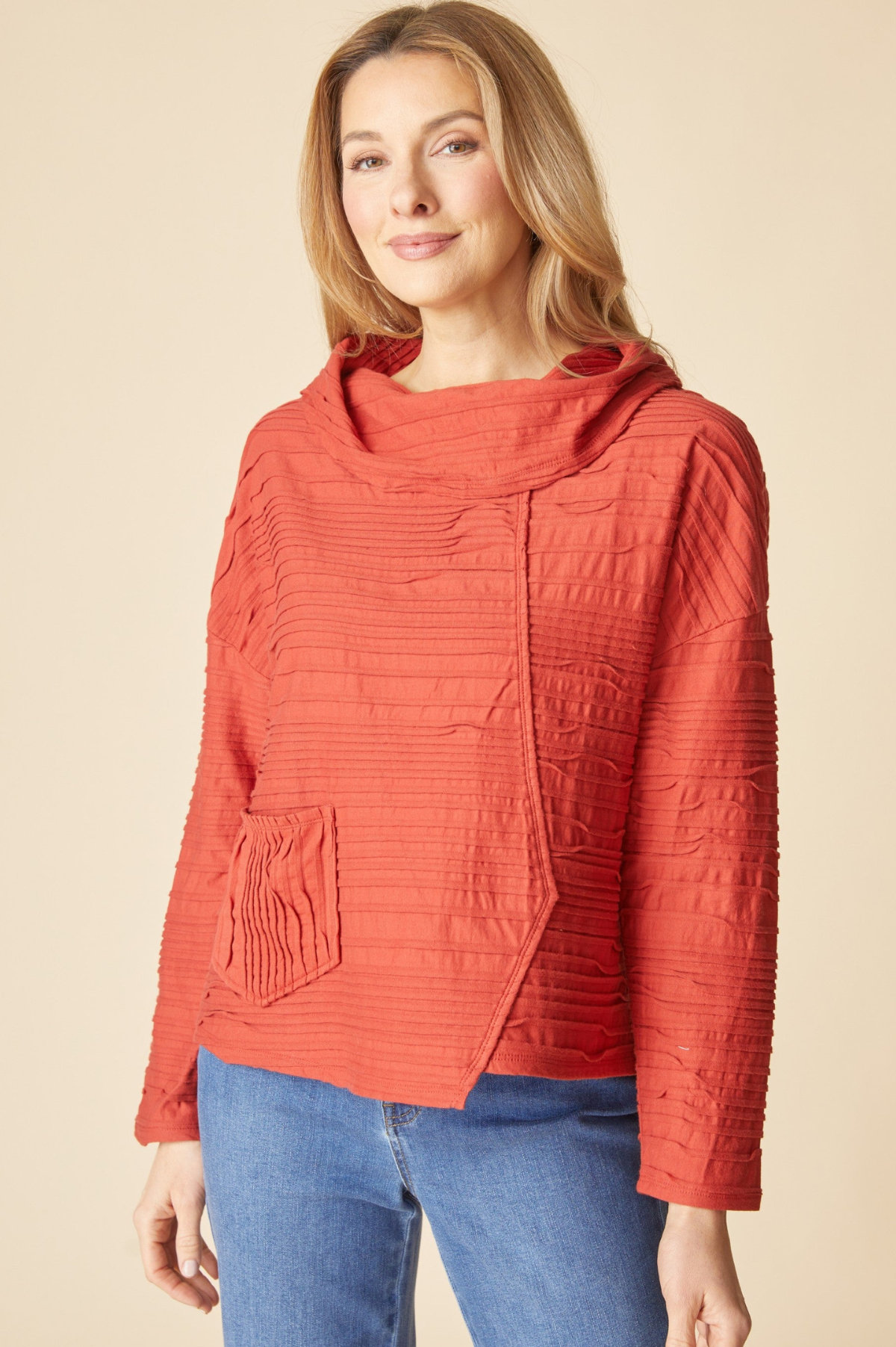 Habitat Clothing Ribble Effect Perfect Cowl Pullover-Sienna