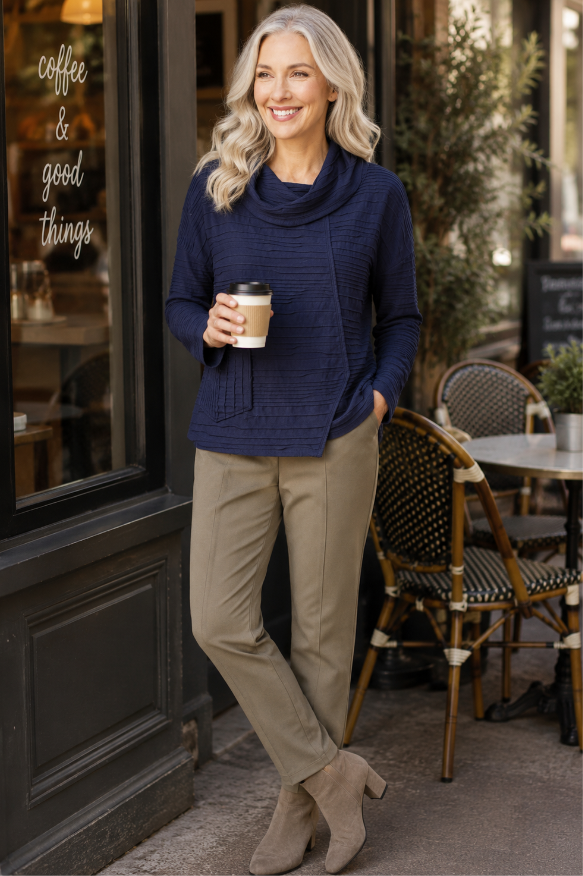 Habitat Clothing Ribble Effect Perfect Cowl Pullover-Navy