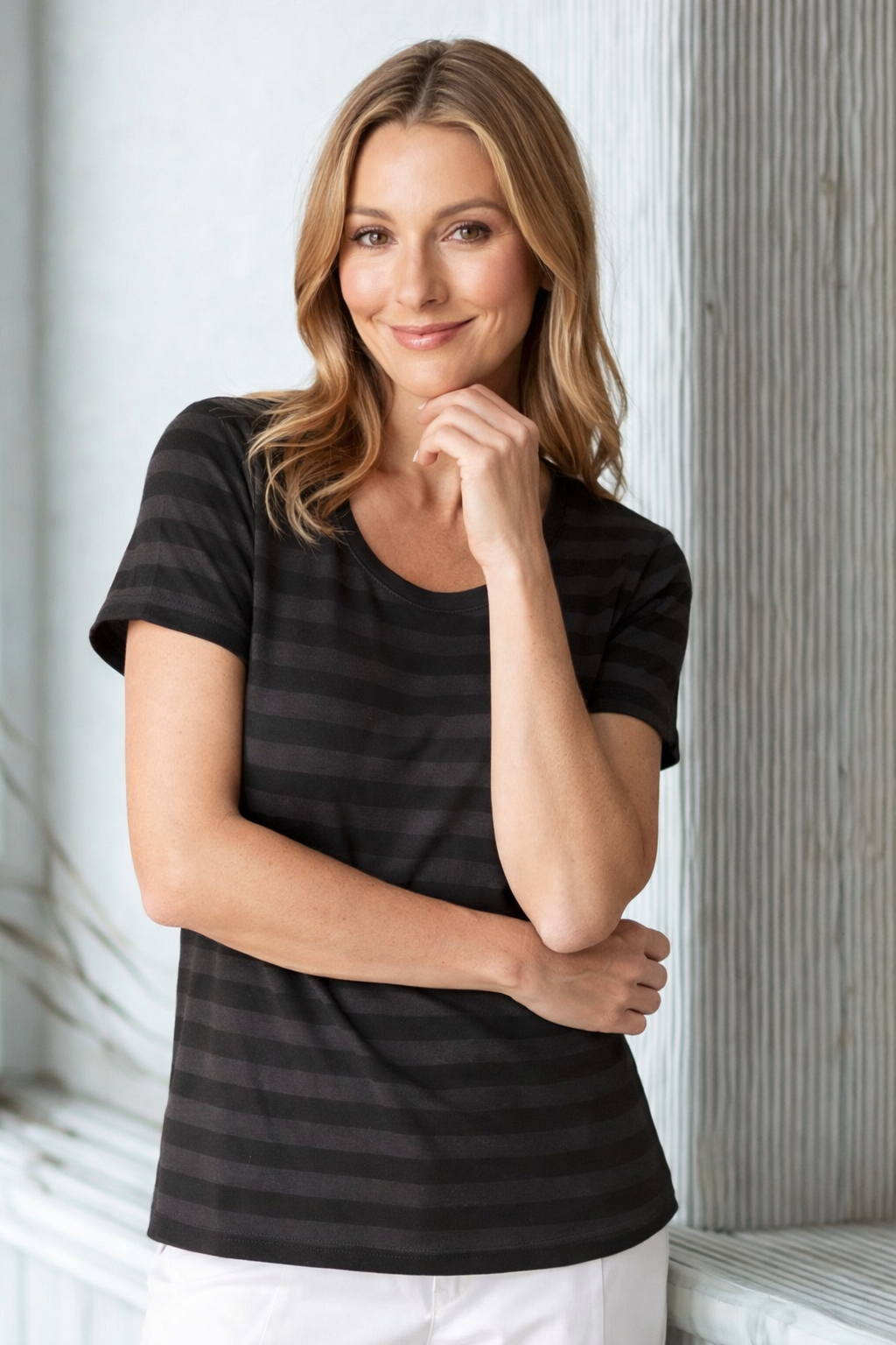 Habitat Clothing Shadow Stripe Cindy Tee