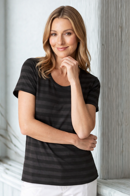 Habitat Clothing Shadow Stripe Cindy Tee