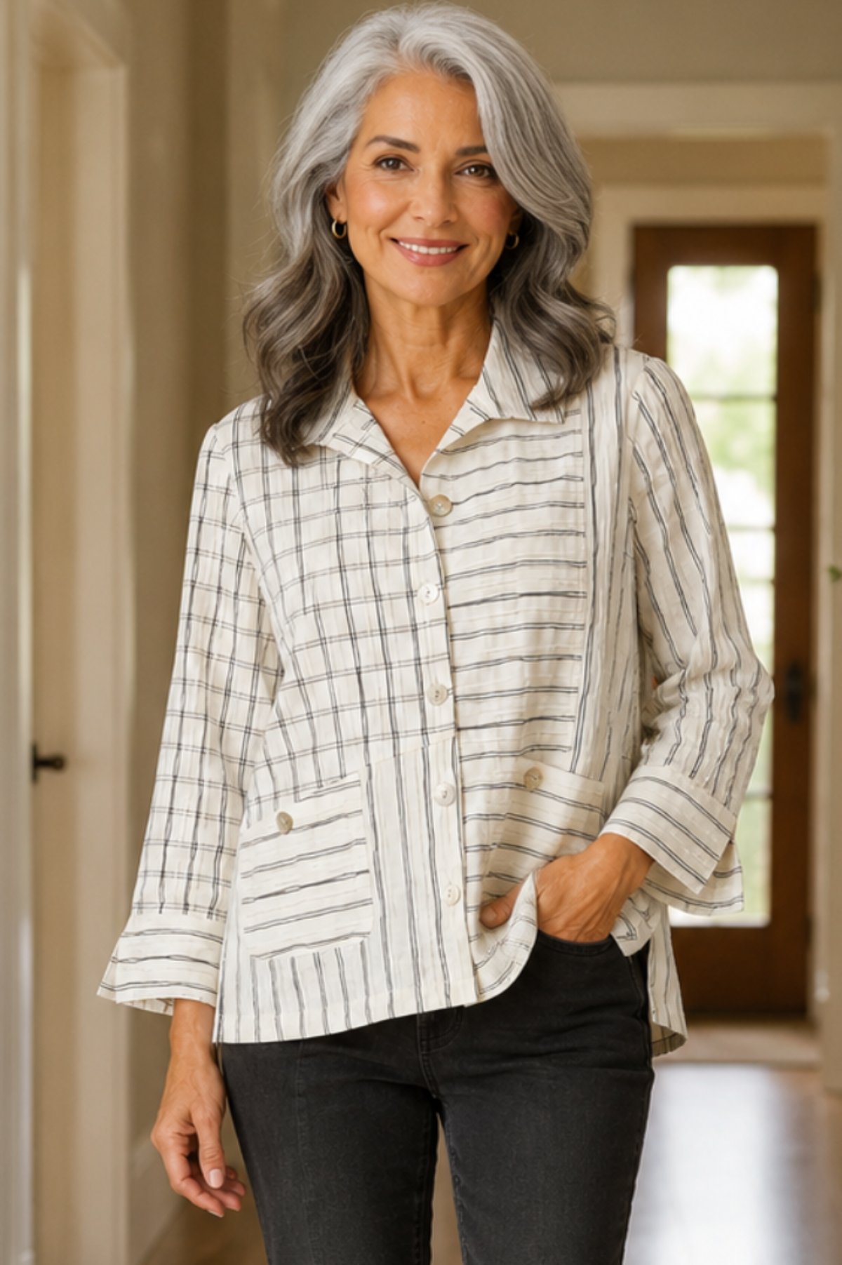 Habitat Clothing Tucked Dobby Mix Daphne Shirt
