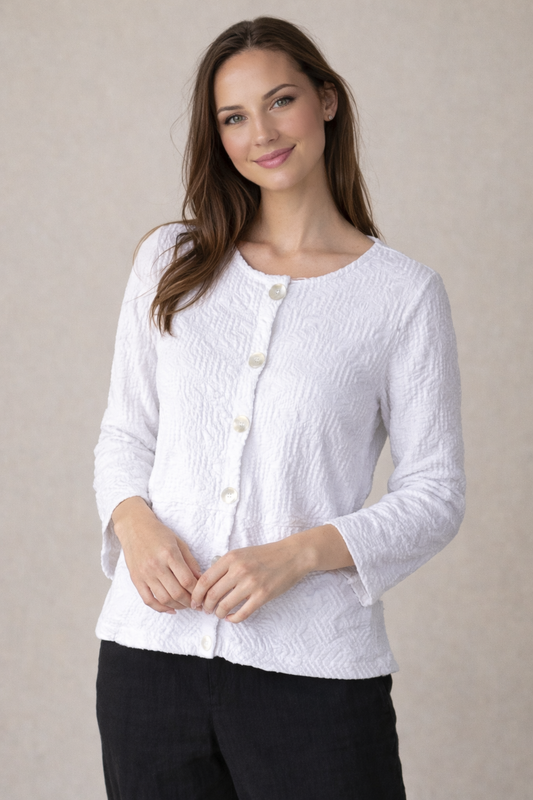 Habitat Sunburst Knit Peplum Swing Jacket in White
