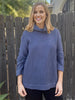 High Cowl Neck Waffle Weave Tunic-Indigo