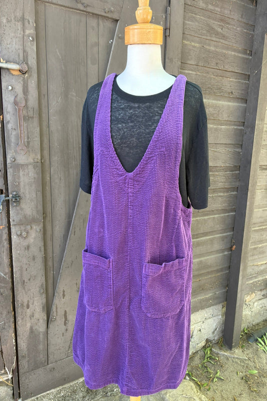 Cut Loose Lux Cord Dress Overalls-Mulberry