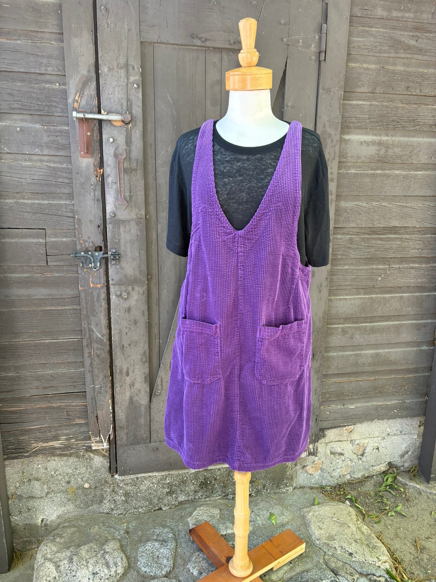 Cut Loose Lux Cord Dress Overalls-Mulberry