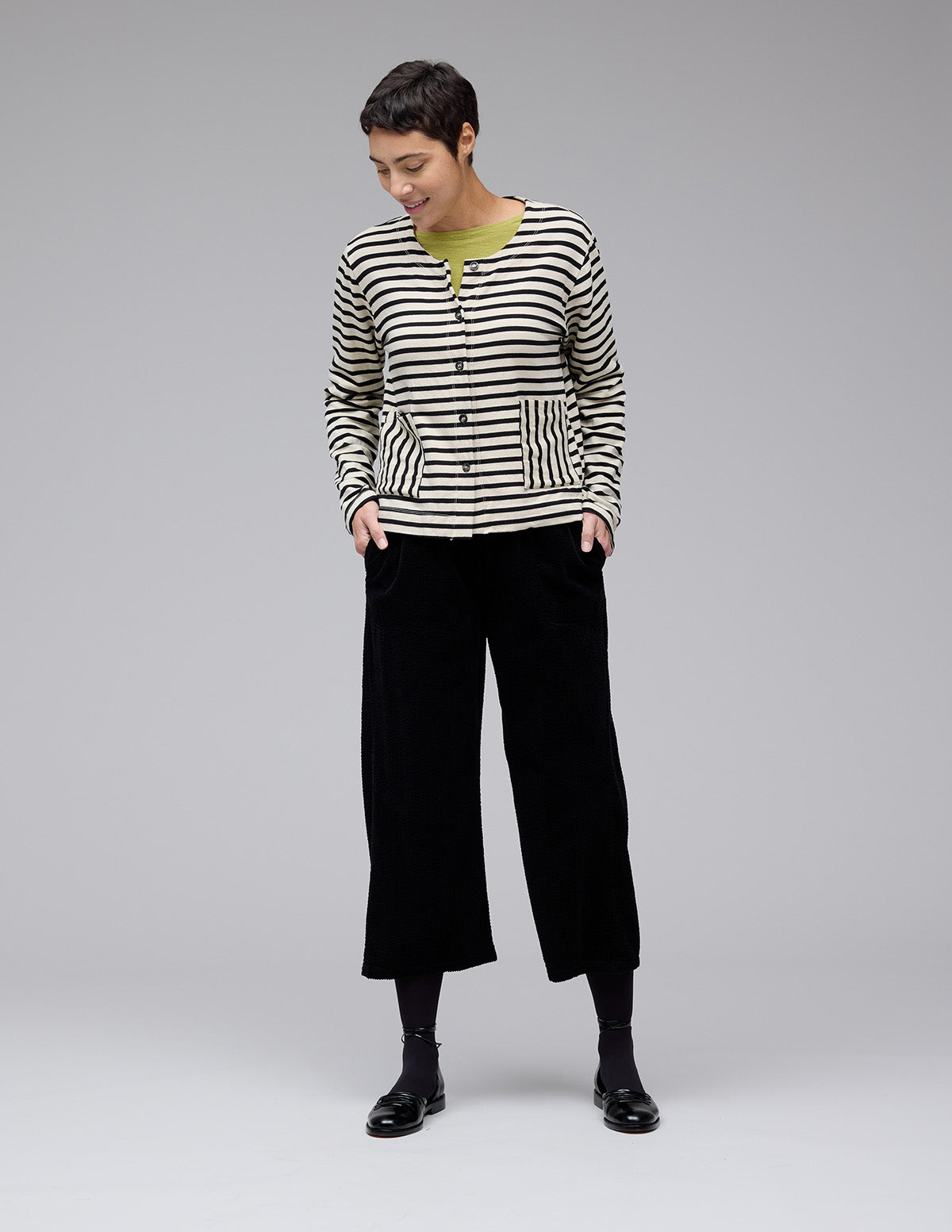 Cut Loose Black Stripe Fleece Cropped Jacket Fall 2025-Special Order