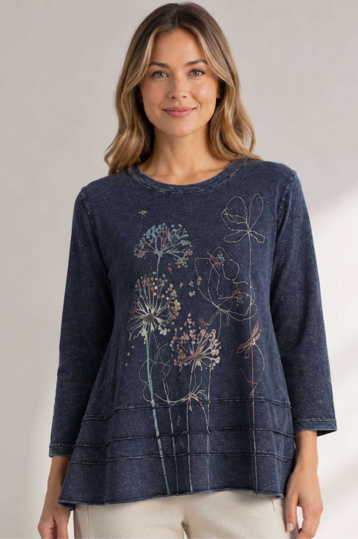 Jess & Jane Mineral Washed Cotton Slub Layered Tunic-Den Vignette