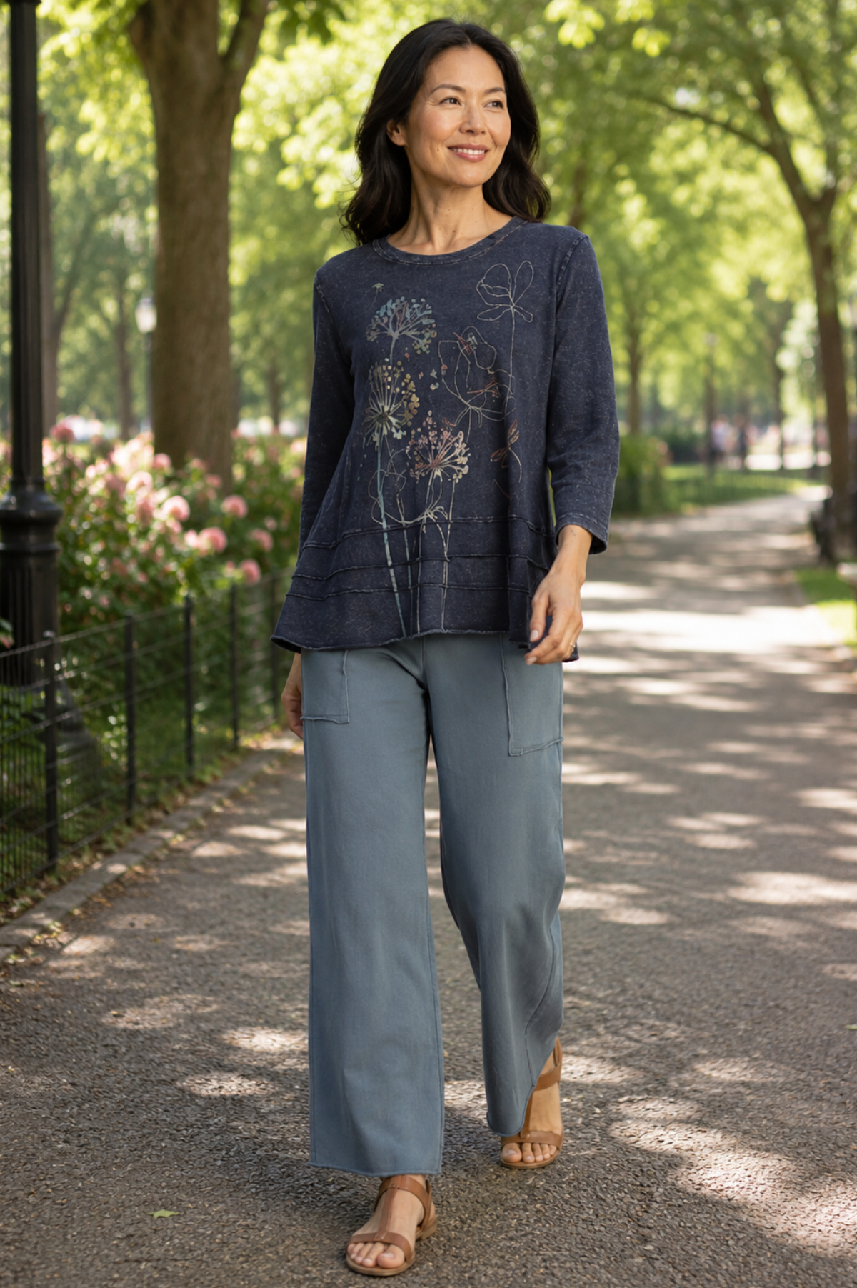 Jess & Jane Mineral Washed Cotton Slub Layered Tunic-Den Vignette
