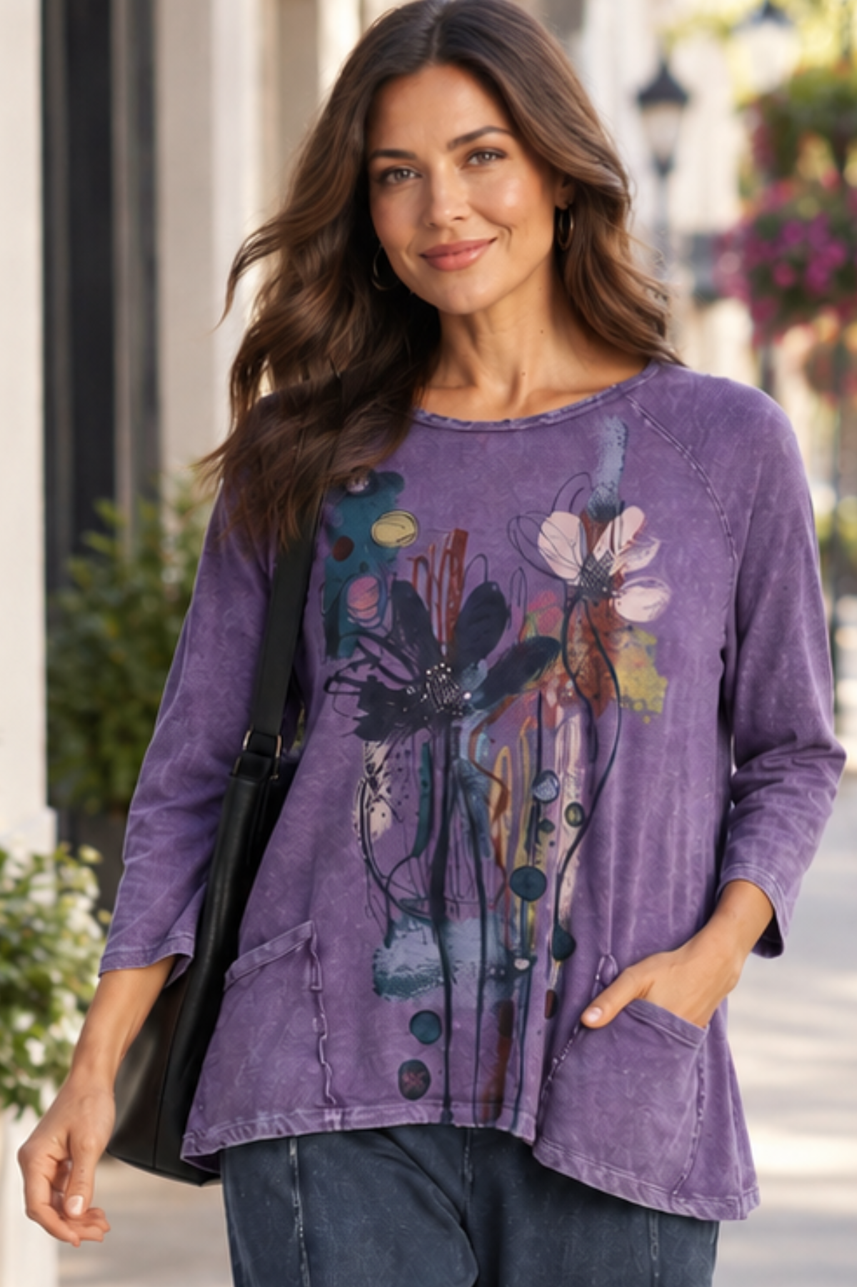 Jess & Jane Mineral Washed Cotton Slub Patch Pocket Tunic-Lillian