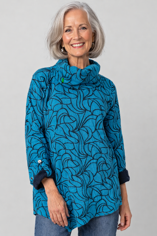 Komil Clothing Cowl Top Petal Teal