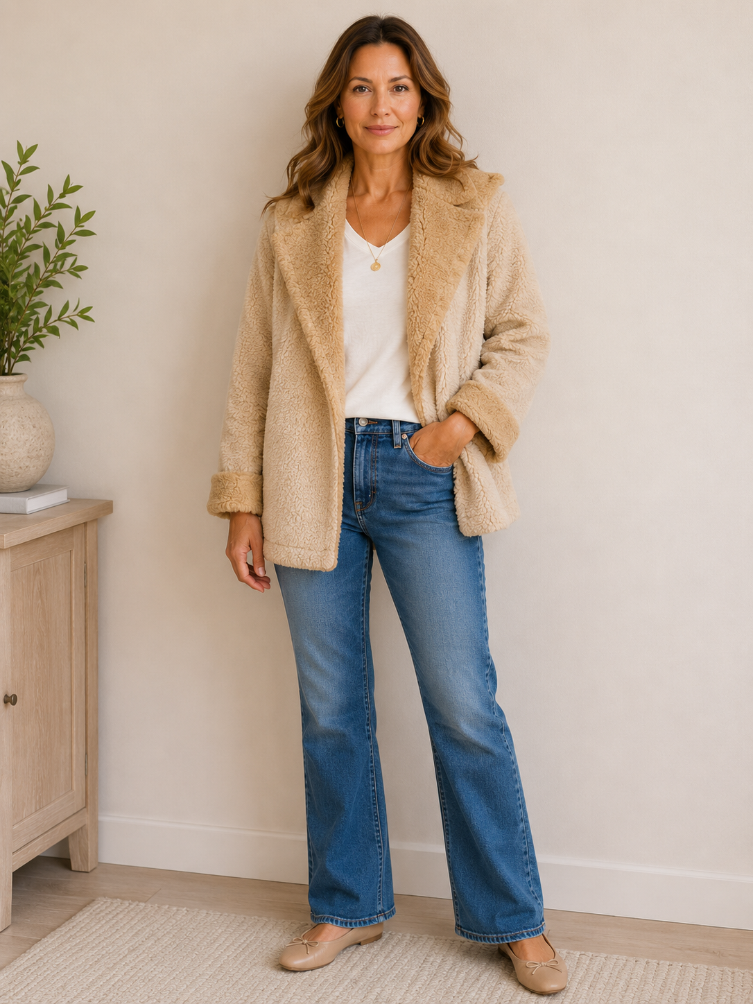 Melange Street Shawl  Jacket-Cream