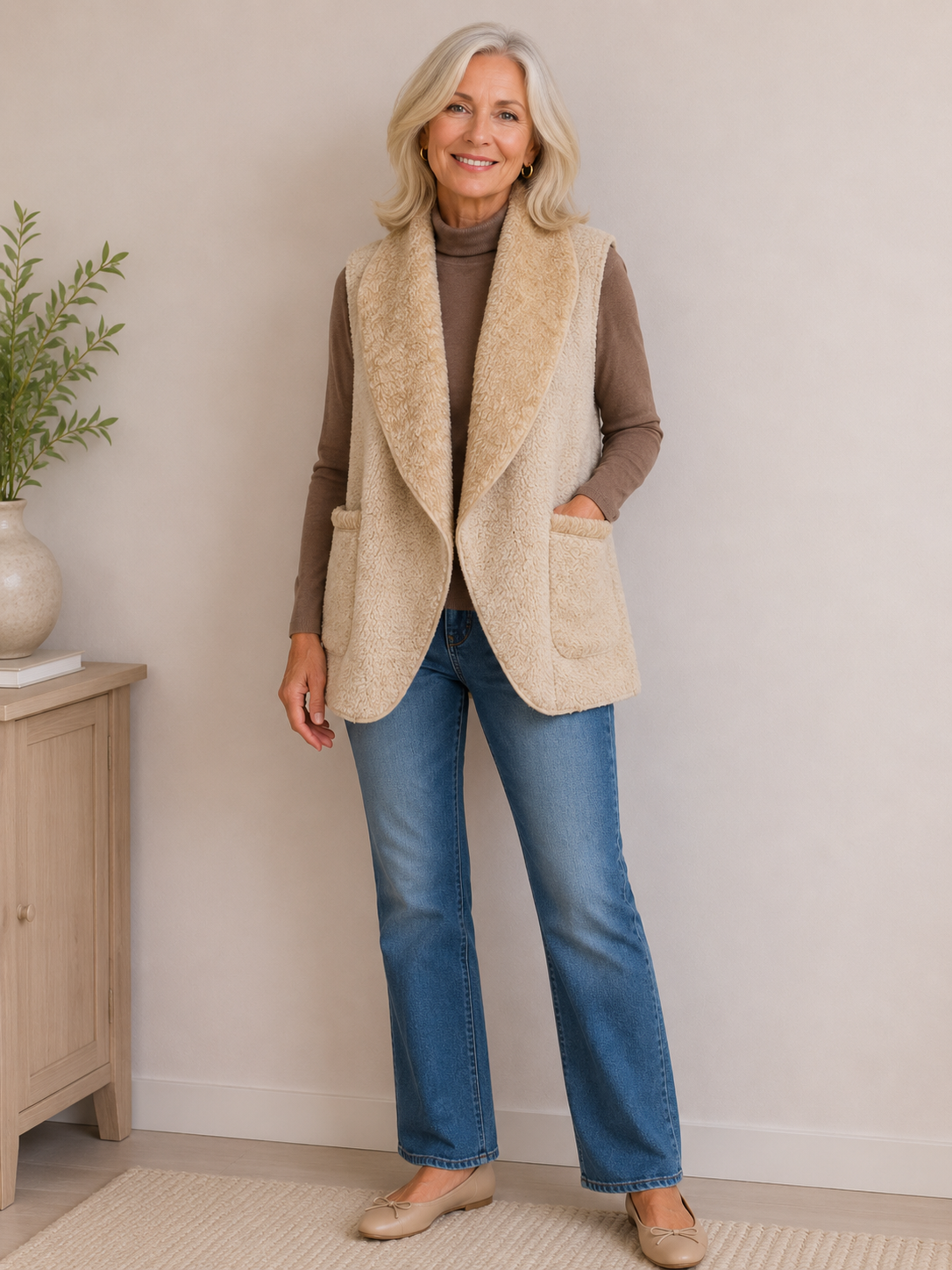  Melange Vest-Cream by Vine Street