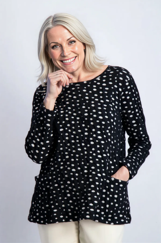 Komil Top Thira Weave White Dot Top