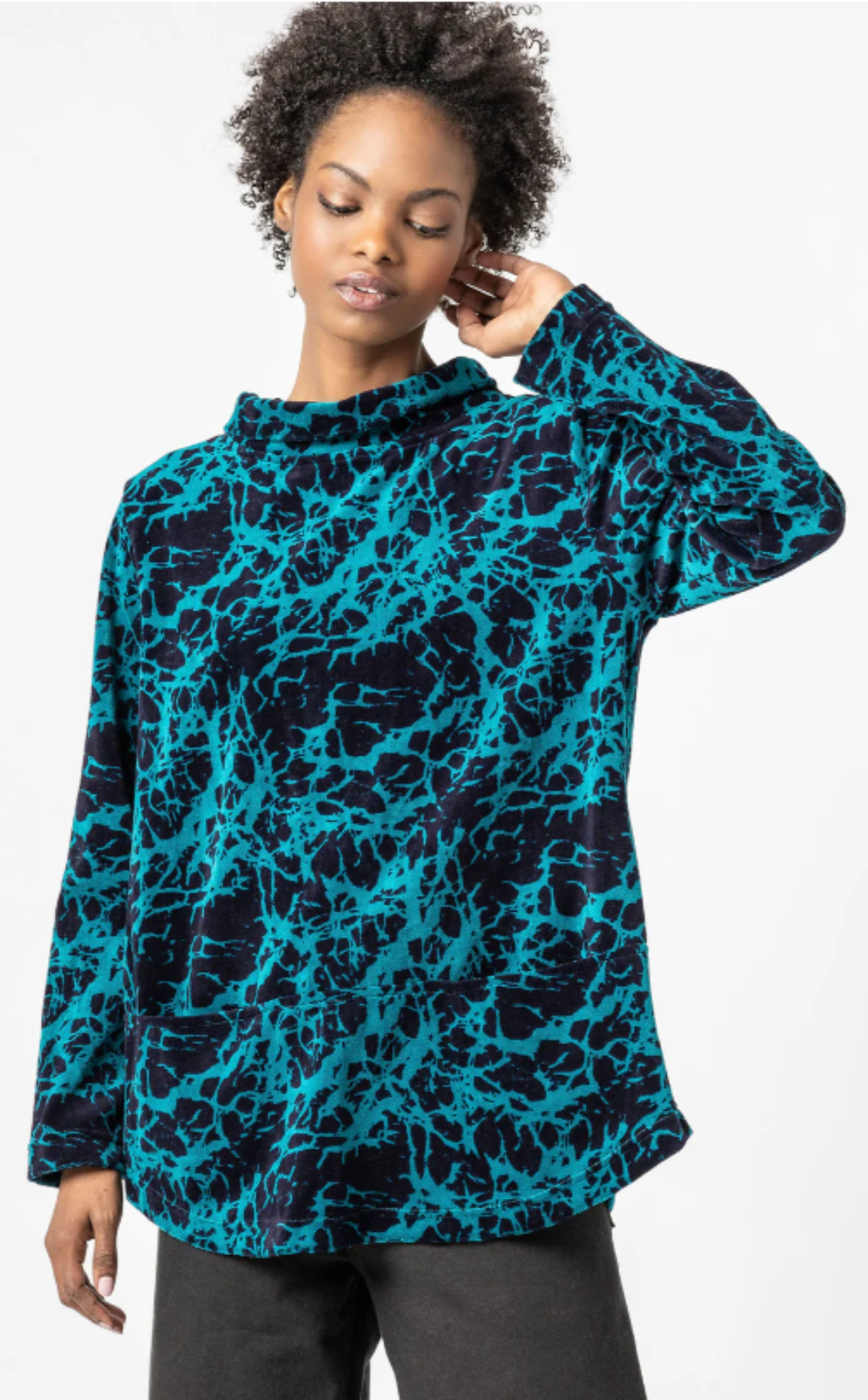 Komil Clothing Tamara Velvet Funnel Long Top