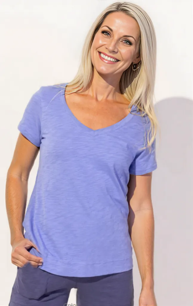 Escape by Habitat V-Neck Tee in Baja Blue