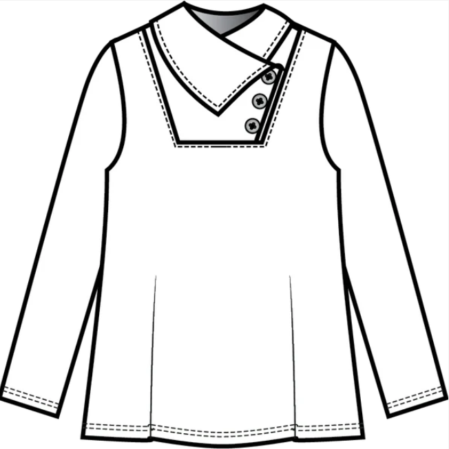 Cotton Lani Jersey Asymmectric Fold-Cover Collar Top-Mineral Wash