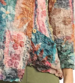 Jess & Jane Crushed Crinkle Asymmetric Top-Amazonia - thread to cloth