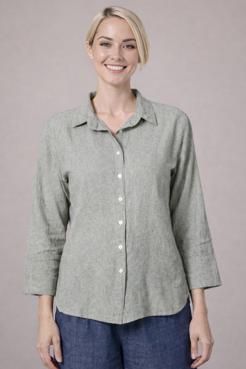 Cut Loose Crosshatch Linen Cotton Crop Easy Shirt Spring 2026- Special Order - thread to cloth