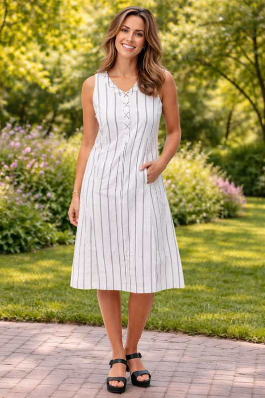 Tulip Clothing Victoria Dress in Goldman Stripe