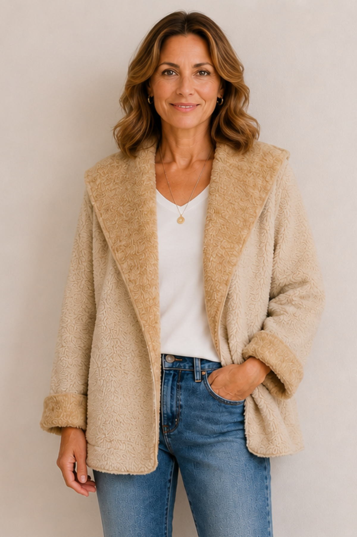 Vine Street Shawl Melange Jacket-Cream