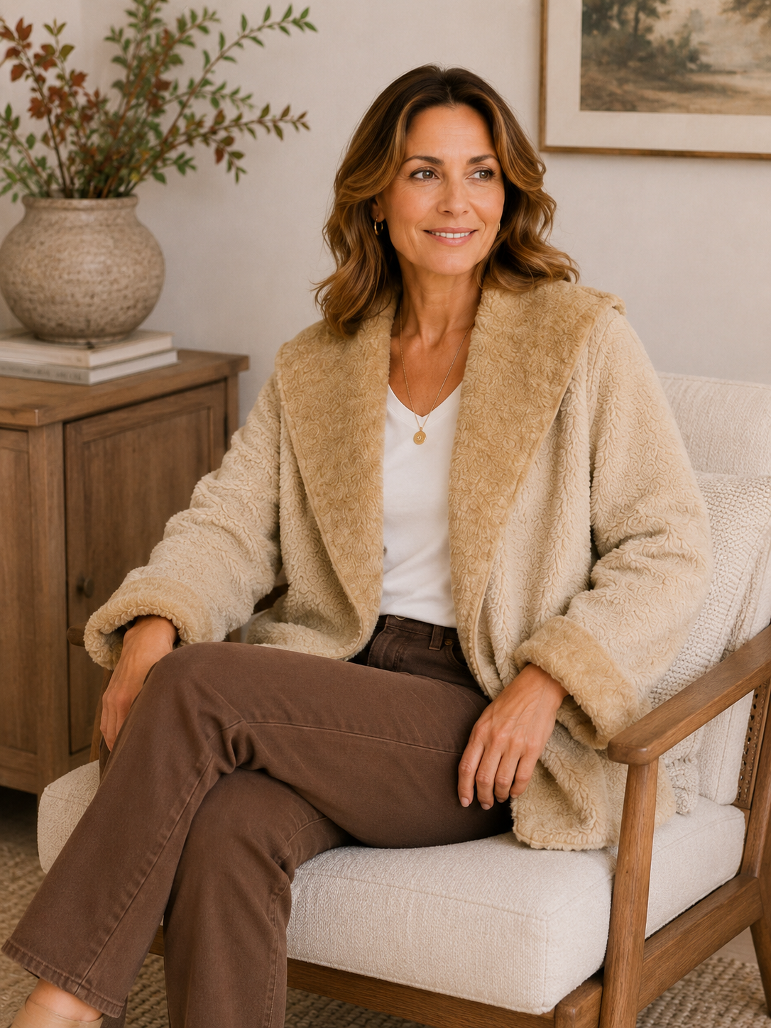 Vine Street Shawl Melange Jacket-Cream