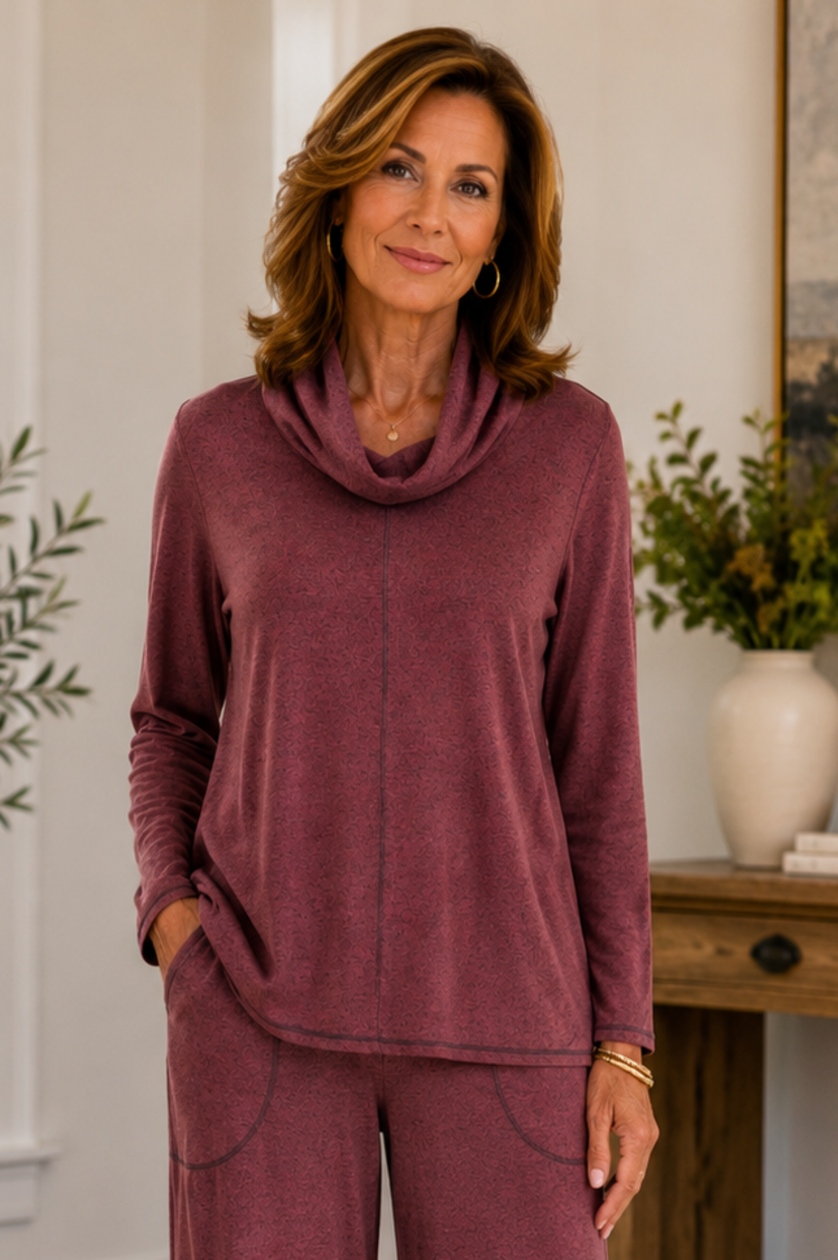 Vine Street Soulitude Cowl Pullover-Mauve