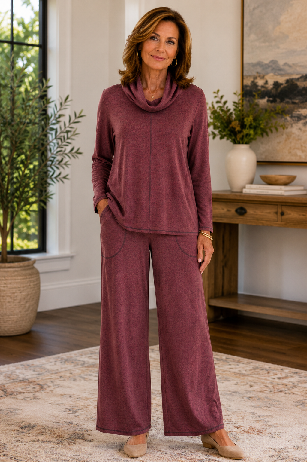 Vine Street Wide Leg Pant-Mauve
