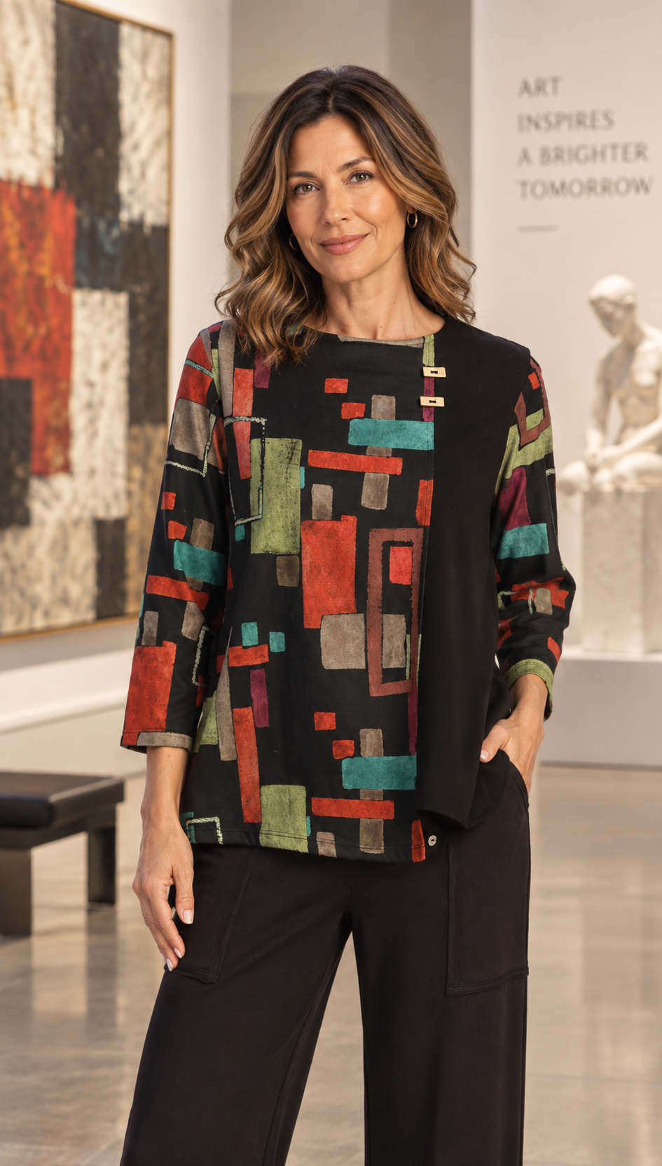 Jess & Jane French Brushed Side Slit Tunic Top-Urbana