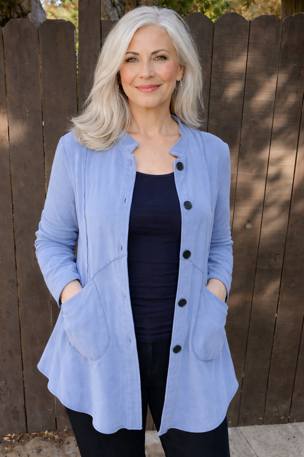 Focus French Terry Jacket-Dusty Blue