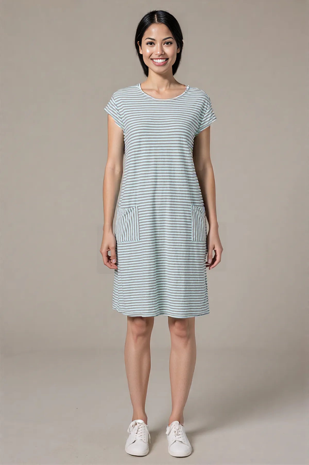 Cut Loose Grey Stripe T-Shirt Dress 