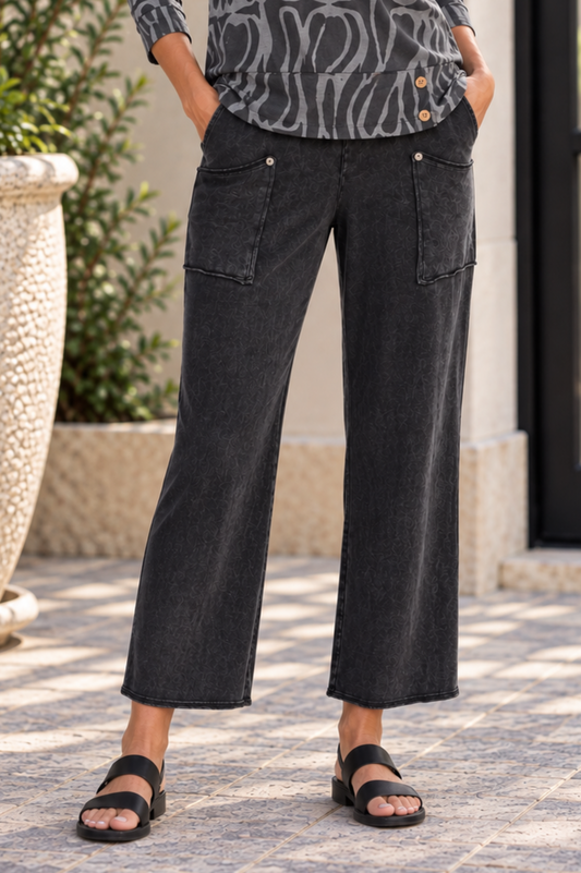 black cropped mineral wash pant by jess and jane