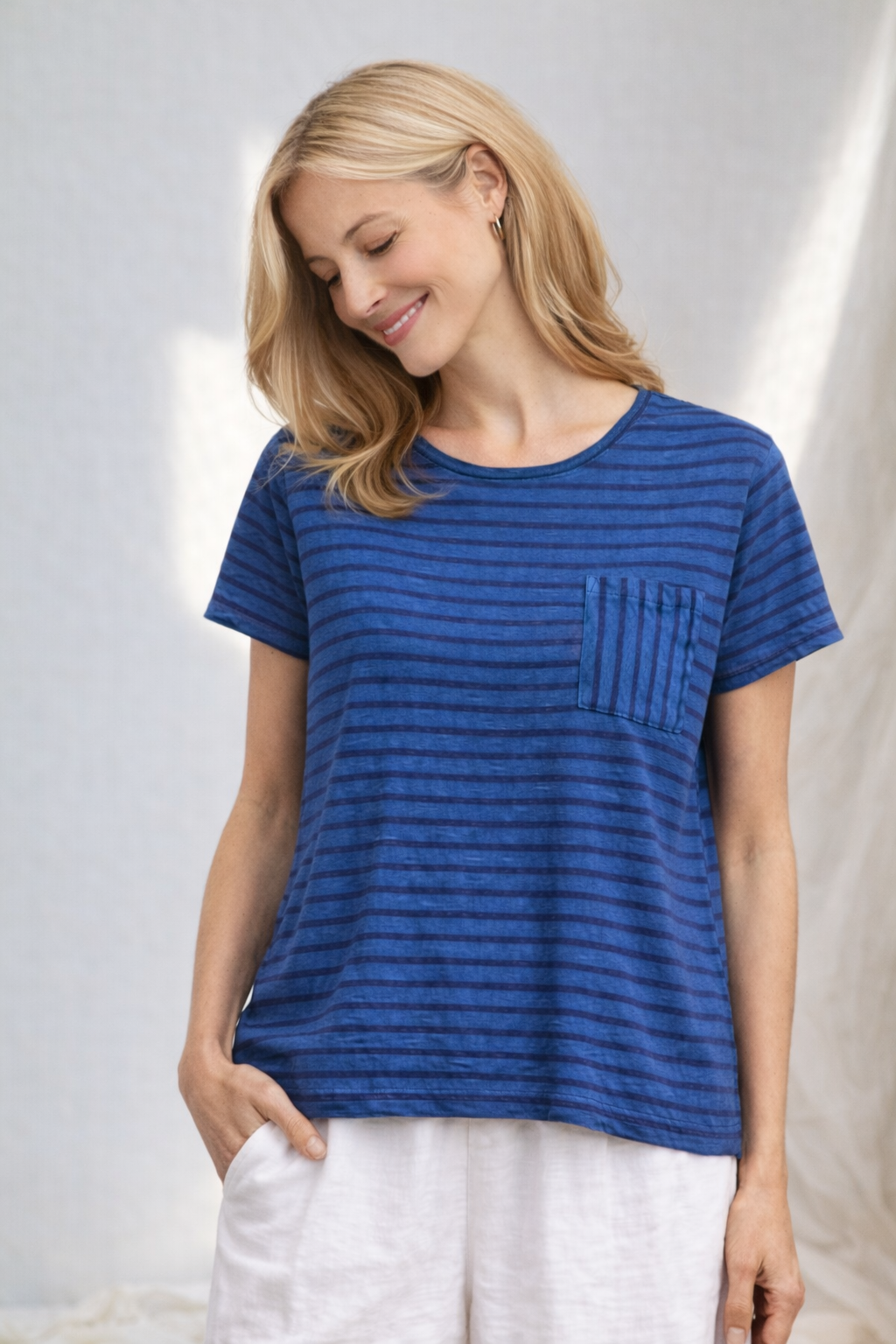 Cut Loose Navy Stripe Easy Tee/ Pocket Summer 2026- Special Order - thread to cloth