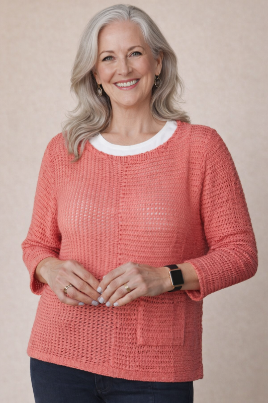 Escape by Habitat Summer Breeze Pullover Sweater -Coral