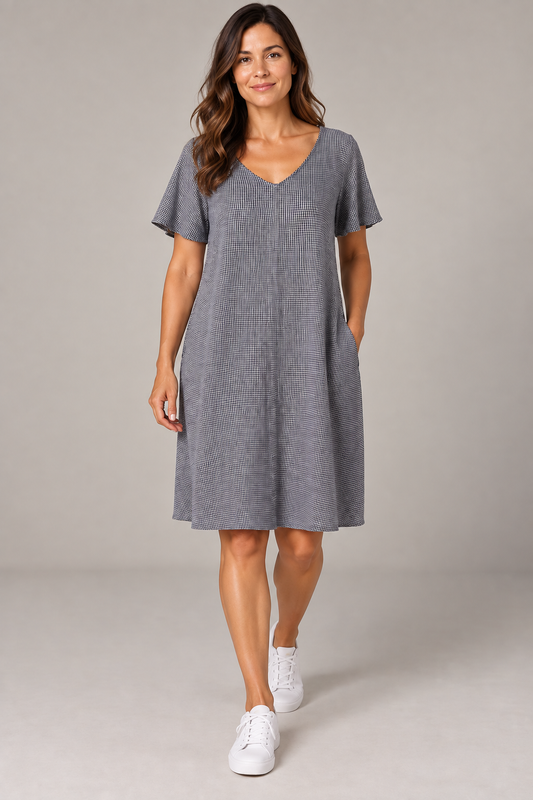 cut loose crinkle check dress 